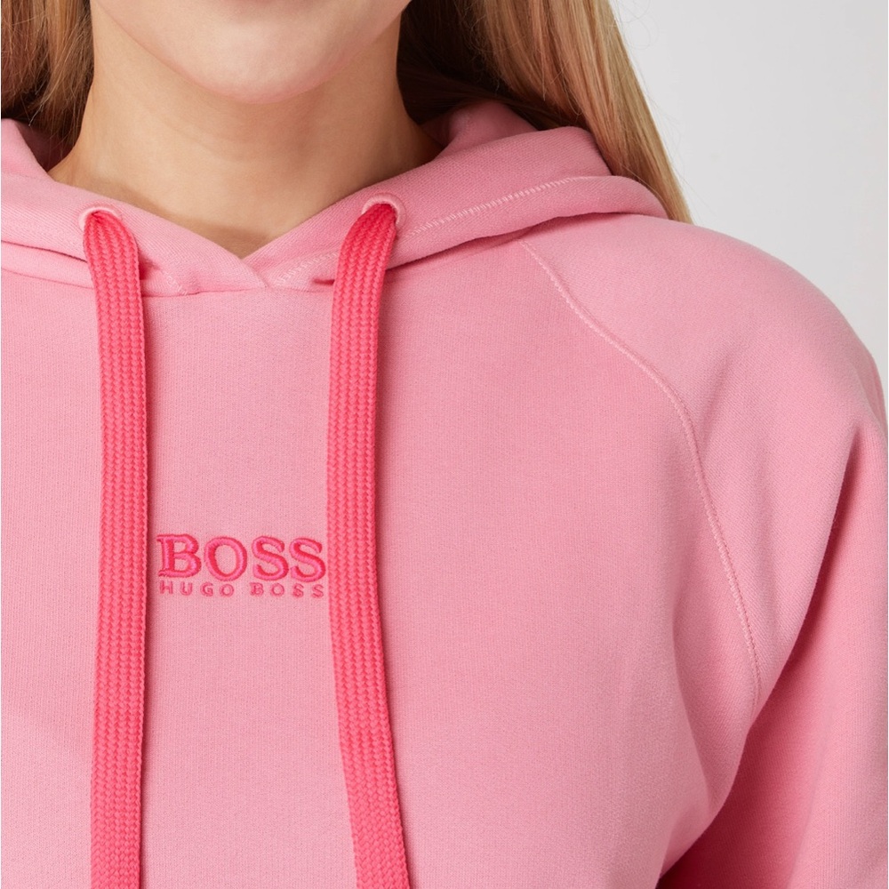 Boss Elisa Active Oversize Logo Hoodie in Faded Neon Pink XS - Picture 2 of 6